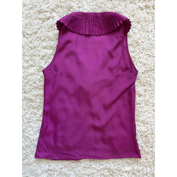 Ann Taylor Magenta Pleated V-Neck Sleeveless Tank Top S - Picture 3 of 4